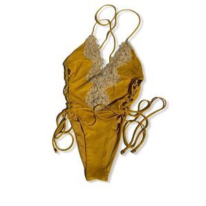 Blue Life One Piece Bathing Suit Vegan Suede